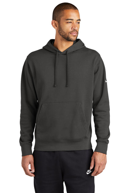 Nike Club  Embroidered Fleece Sleeve Swoosh Pullover Hoodie