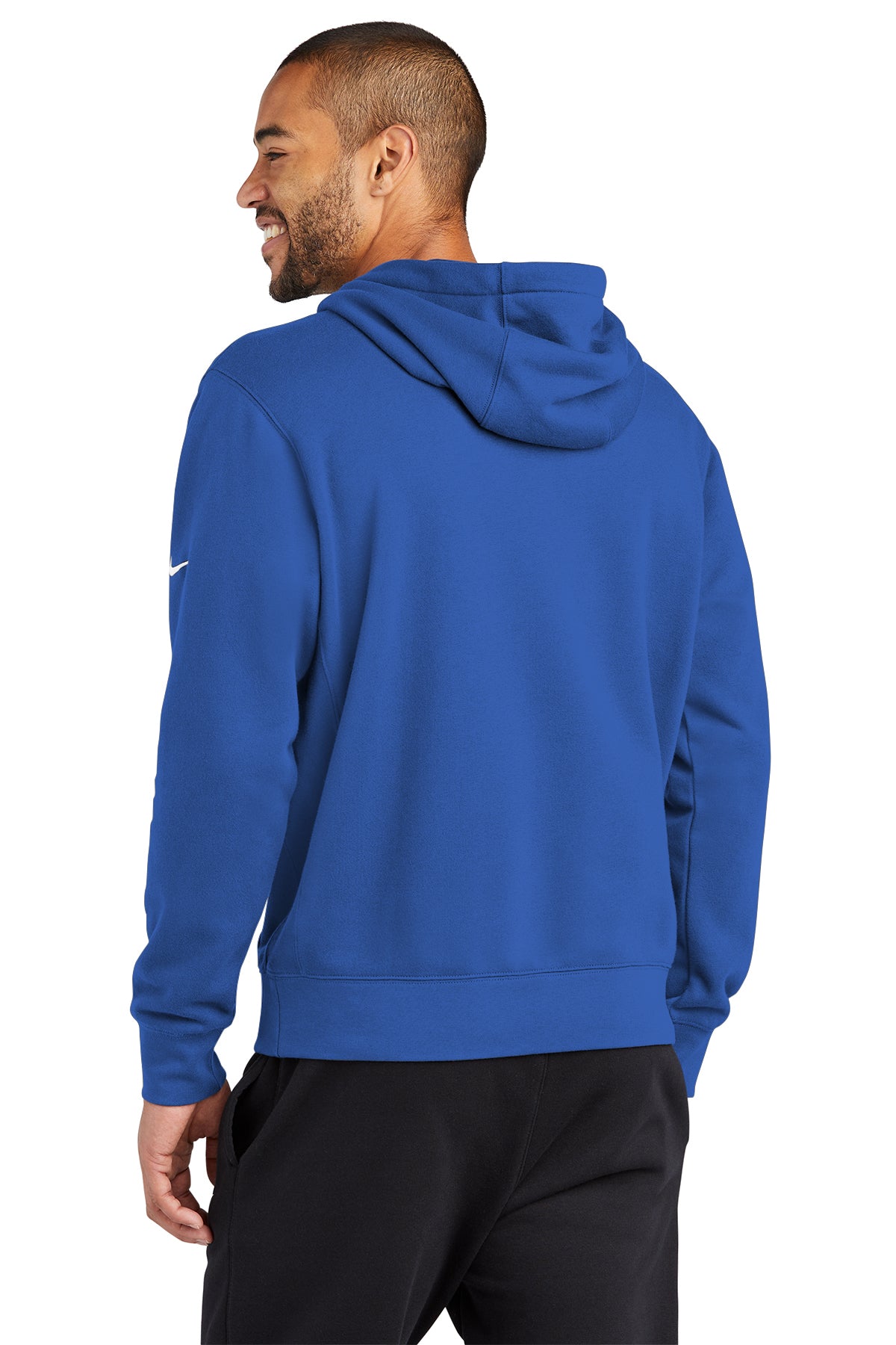 Nike Club  Embroidered Fleece Sleeve Swoosh Pullover Hoodie