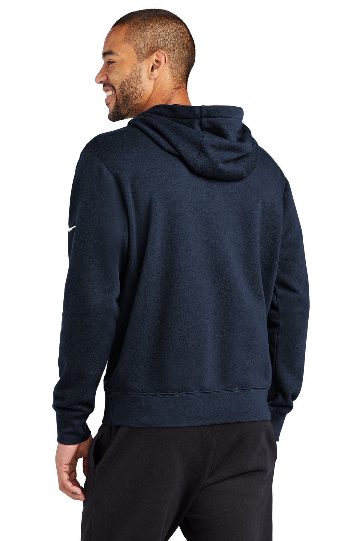 Nike Club  Embroidered Fleece Sleeve Swoosh Pullover Hoodie