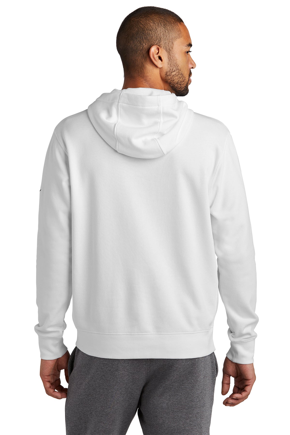 Nike Club  Embroidered Fleece Sleeve Swoosh Pullover Hoodie