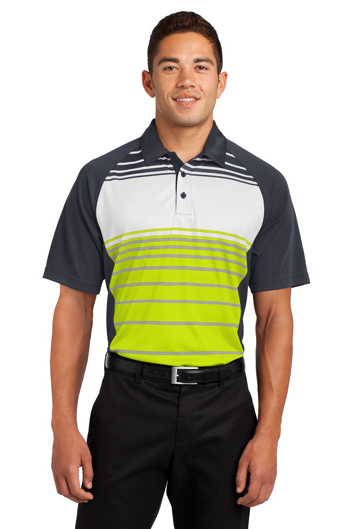 Sport-Tek® Embroidered Dry Zone Sublimated Stripe Polo