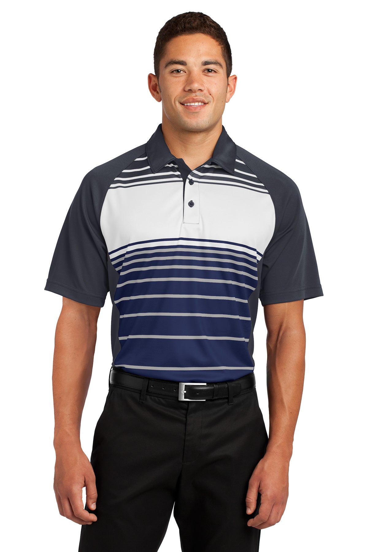 Sport-Tek® Embroidered Dry Zone Sublimated Stripe Polo