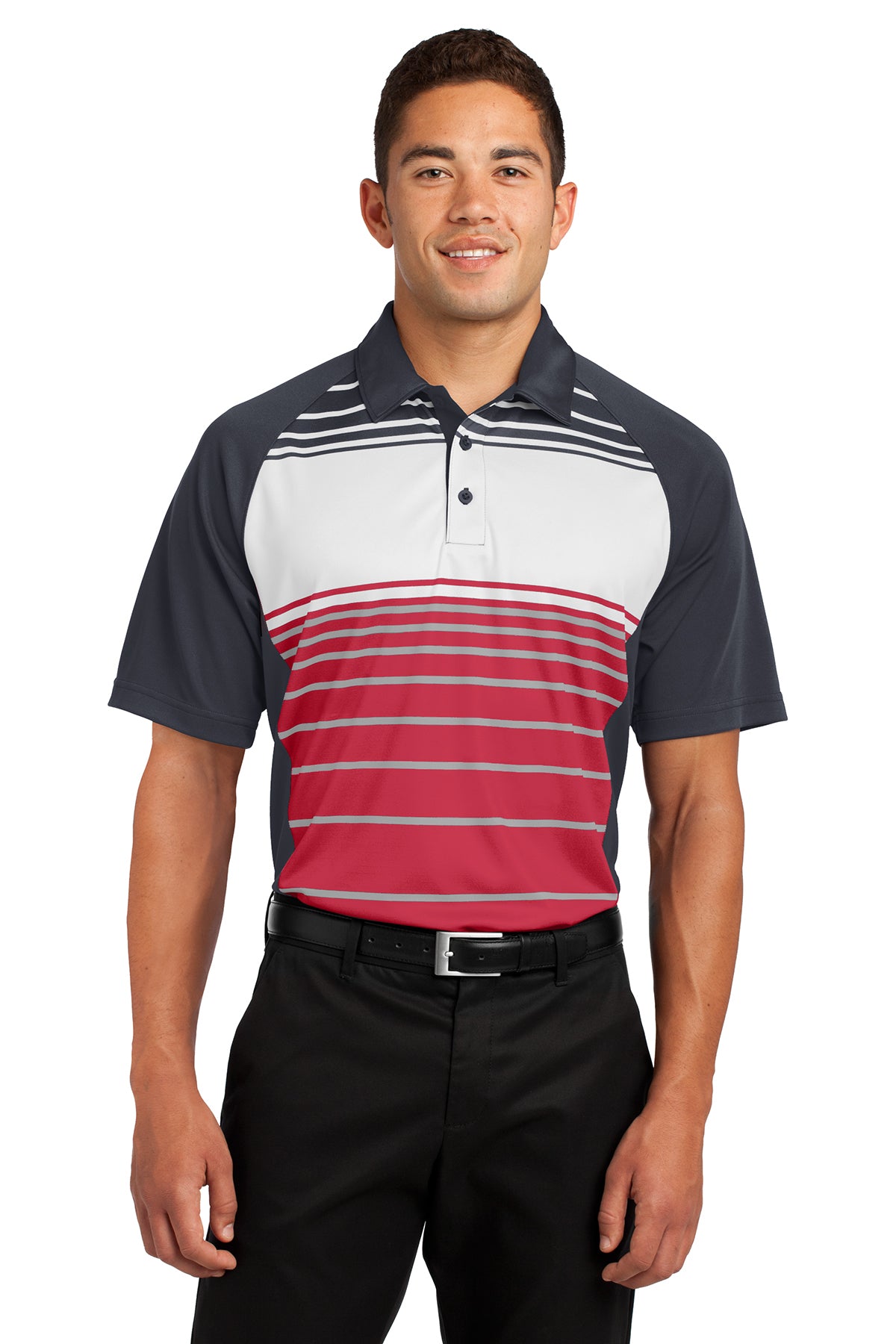 Sport-Tek® Embroidered Dry Zone Sublimated Stripe Polo