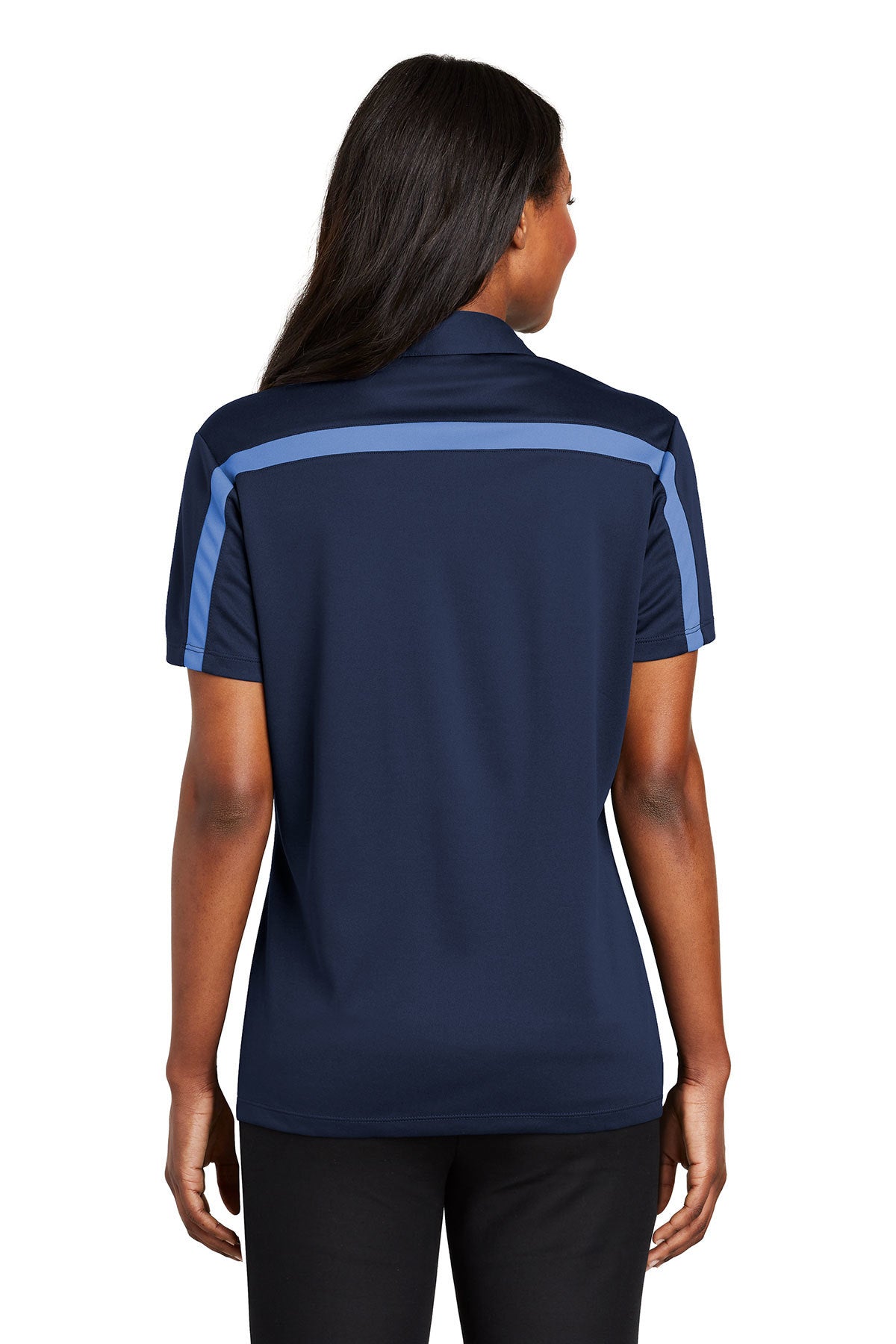 Port Authority® Embroidered Ladies Silk Touch™ Performance Colorblock Stripe Polo